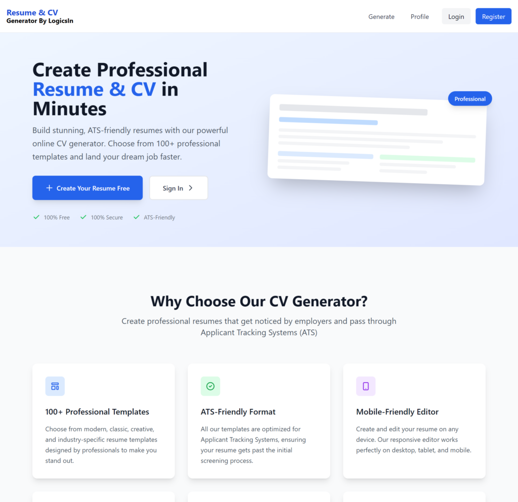 Resume and CV Maker by LogicsIn